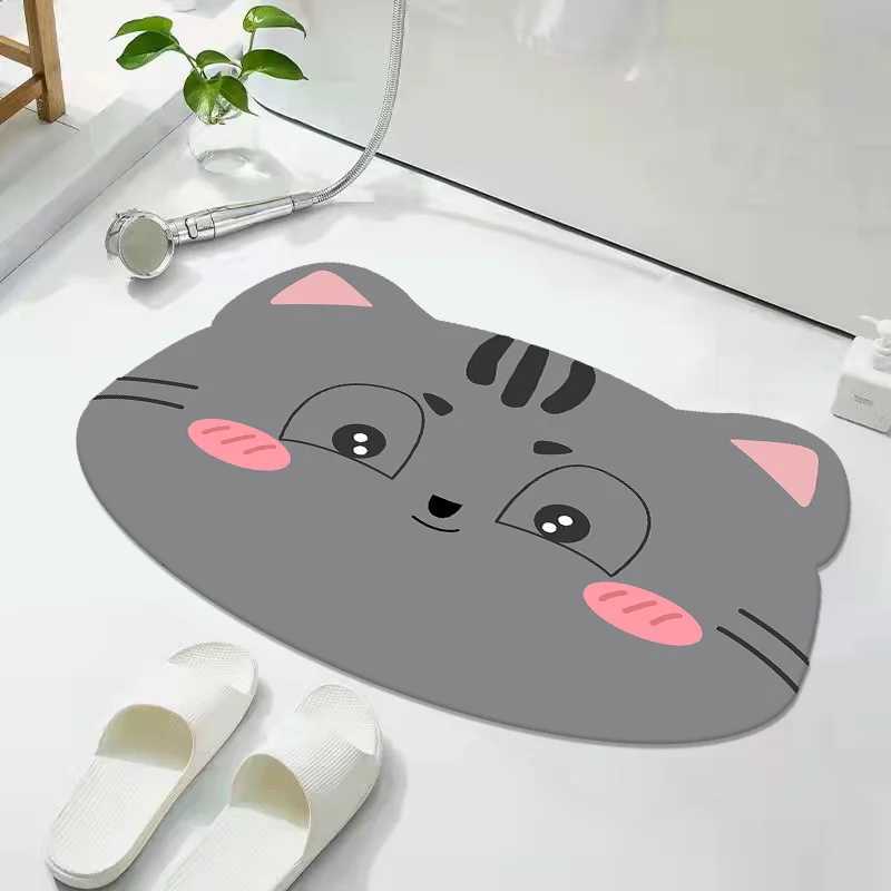 Japanese cartoon bathroom absorbent floor mat diatom mud foot mat toilet household anti-skid mat H251205