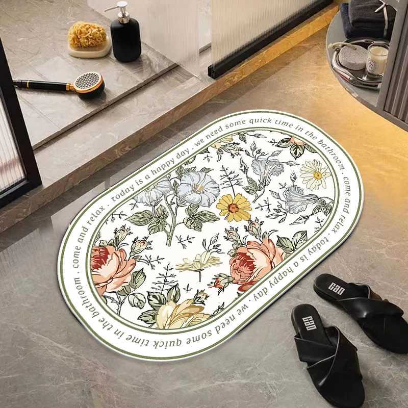 Diatom mud bathroom floor mat toilet door absorbent foot mat toilet carpet bathroom non-slip mat quick drying H251205