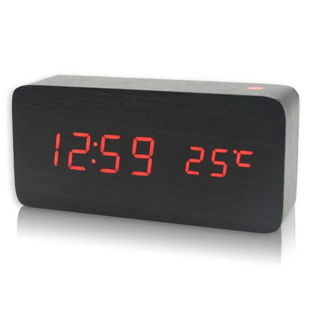 Alarm Clock LED Wooden Watch Table Voice Control Digital Wood Despertador USB/AAA Powered Electronic Desktop Clocks M251205 - view 6