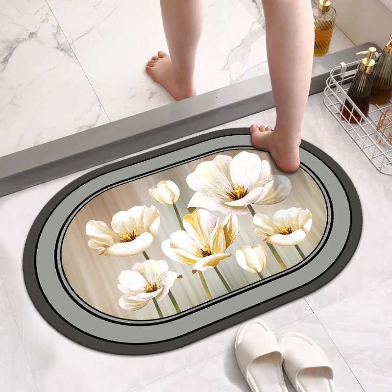 Diatom mud bathroom non-slip foot mat toilet absorbent door mat toilet dirt-resistant carpet toilet door mat H251205
