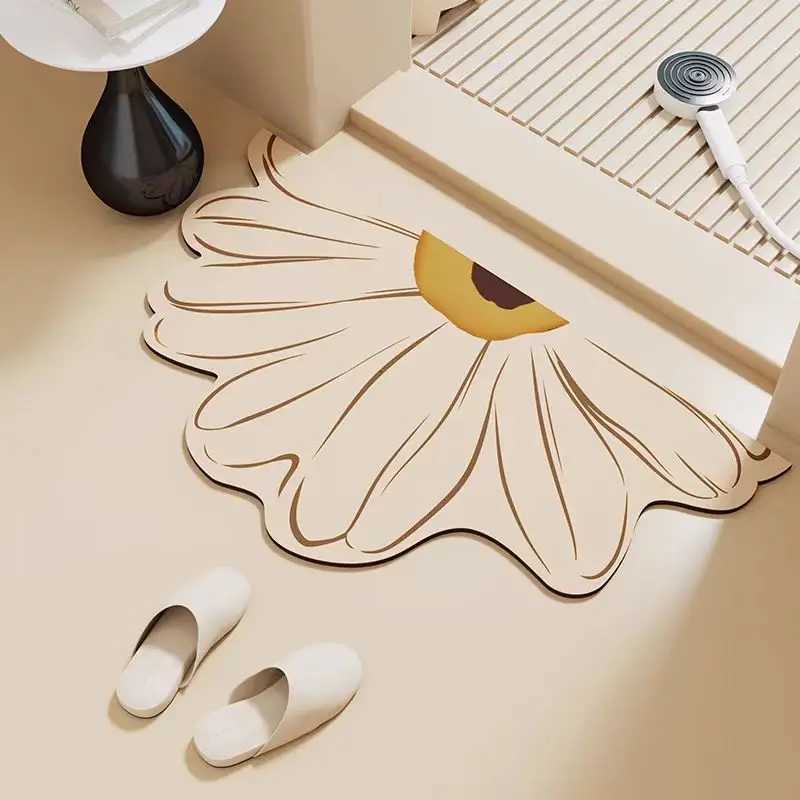 Half circular bathroom floor mat diatomaceous earth absorbent mat quick drying carpet anti slip floor mat for bathroom H251205