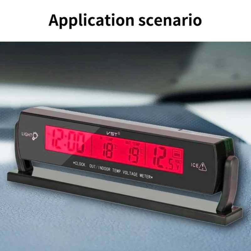 Atomic Clock with Indoor Outdoor Temperature Digital Alarm Clock with Large Display Self Setting Clock for Vehicle KXRE M251205 - view 4