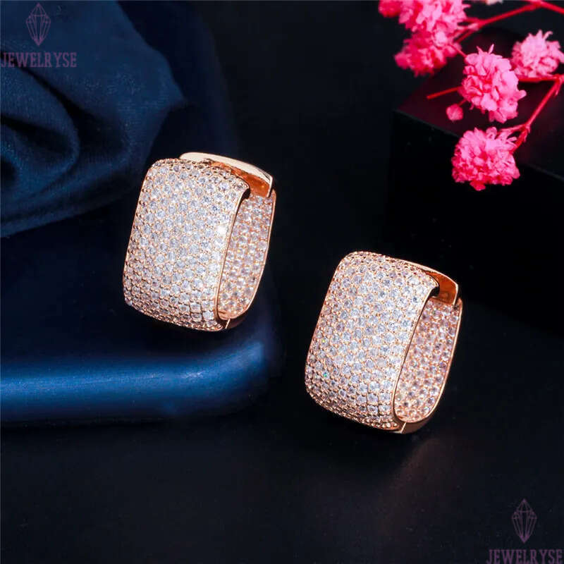 Graceful Fashion Sud Earrings jewelry Whie AAA Cubic Zirconia Rose Gold Silver Charm Luxury Bride Wedding designer earring Copper Souh American For Wo