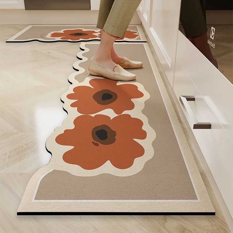 New Kitchen Super Absorbent Bathroom Floor Mat Diatom Mud Pad Bath Pad Anti-Slip Carpet Mats Wipeable Wash Long Strip Carpet H251205