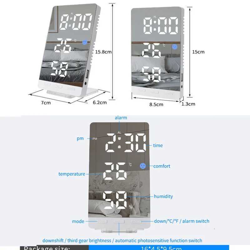Digital Alarm Clock Led Clock with Temperature Humidity Desk Clocks for OfficeWall ClockBedside Clock M251205 - view 7