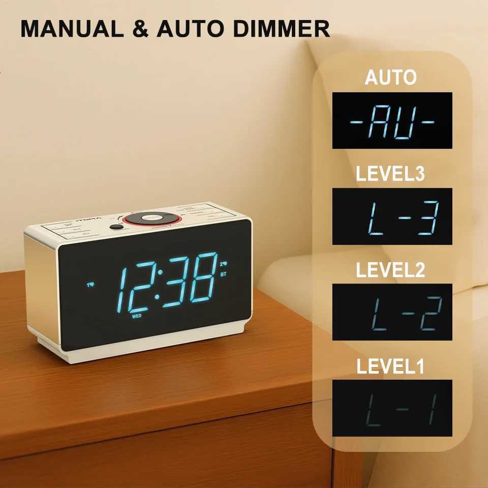 Digital Alarm Clock Radio Bluetooth FM Dual Alarm/Snooze LED Display Dimmer Headphone USB Charging Night Light 708 M251205 - view 5