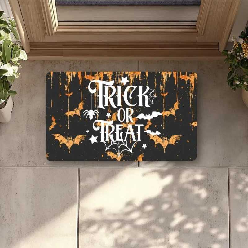 Gothic Art Horror Dragon Bat Pumpkin Unwelcome Mat Dark Scary Decorative Non-slip Carpet Rug for Halloween Home Decoration H251205