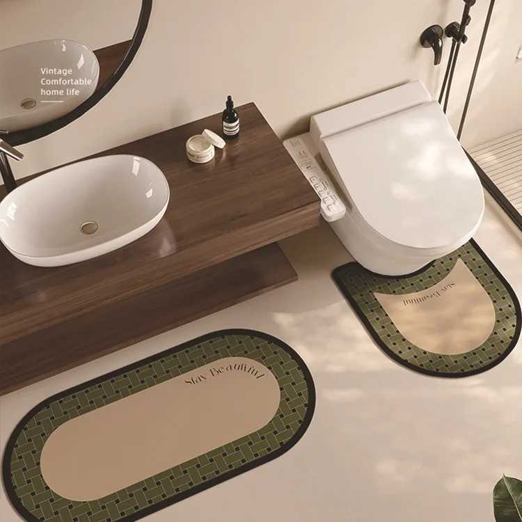 VIKAMA 3Pcs Bathroom Toilet Floor Mat Entry Door Bathroom Anti-Slip Absorbent Carpet Three-Piece Set Home Decoration H251205