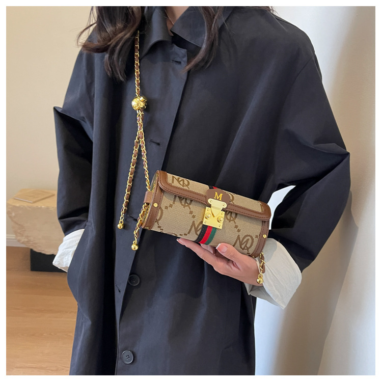 free shipping Designer Luxury Chain Bags New Women's Niche Printed Stylish Cylindrical Versatile Shoulder Crossbody Bag