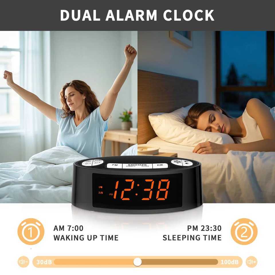 iTOMA CKS3301U FM Alarm Clock Radio Dual Alarm Sleep Timer Snooze Orange LED Display 4-Level Dimming Option M251205 - view 4