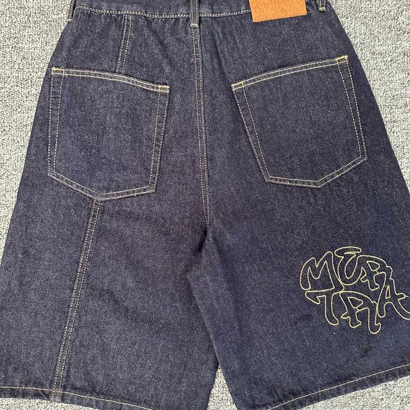 Mertra Denim Shorts Dark Blue Letter Print Classic Simple Men Women Couple All-match Casual Pants Summer New MERTRA Shorts X251205