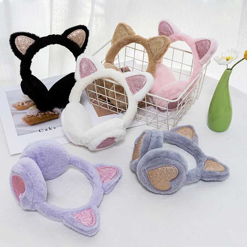 Winter Warm Plush Earmuffs for Women Girls Children Riding Ski Ear Protection Cartoon Cat Ear Cover Glitter Earflap Fur SoftXJ251205 - view 3