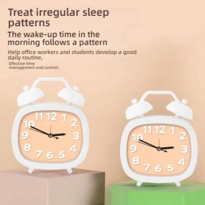 Ultra-quiet Lovely Table Desk Alarm Clock for Kids Children Boys GirlsRed/Yellow/White/Green/Pink M251205 - view 3