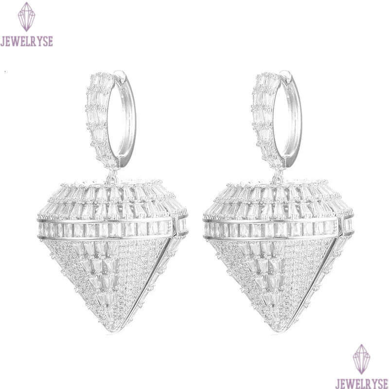 Luxury fashion charm full diamond earring designer for woman party South American AAA Cubic Zirconia Copper Bride Wedding Engagement Silver Earrings G