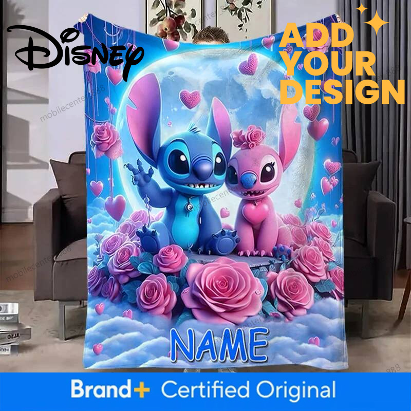 Customized Name Personalized Blanket, Disney Stitch Princess Cars Print Birthday Christmas Gift Sofa Bed Camping Blanket - view 7
