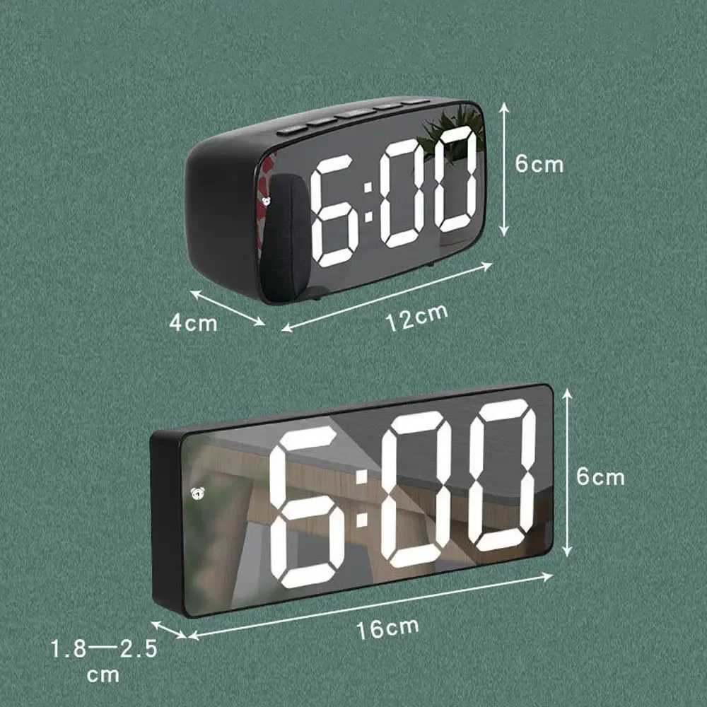 Acrylic Mirror Alarm Clock Electronic Watch Desk Digital Moment Bedroom Decoration Table Accessory Smart Hour Led Awakening M251205 - view 5