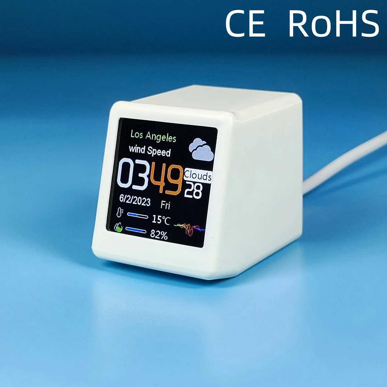 Small Portable Smart Wifi Weather Station Display Weather Temperature Humidity Time mini Alarm Clock Desktop Decoration M251205 - view 3