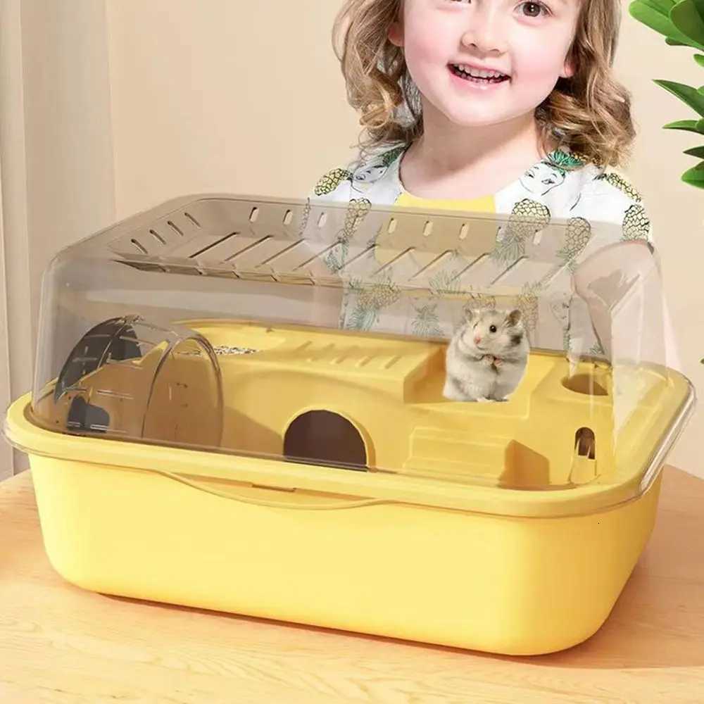 Fashion Double Layer Hamster Cage Portable Transparent Small Animal Habitat House Mice Guinea Pigs Pet House platos para hamster M251205