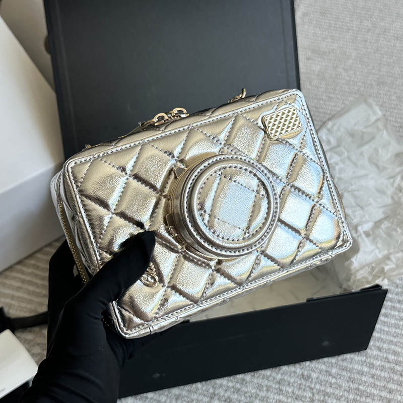 Cosmetic Bags With Top Handle Letters Pattern Vanity Box Gold Chain Makeup Bag Shoulder Bags Designer Crossbody Handbag Luxury Purse