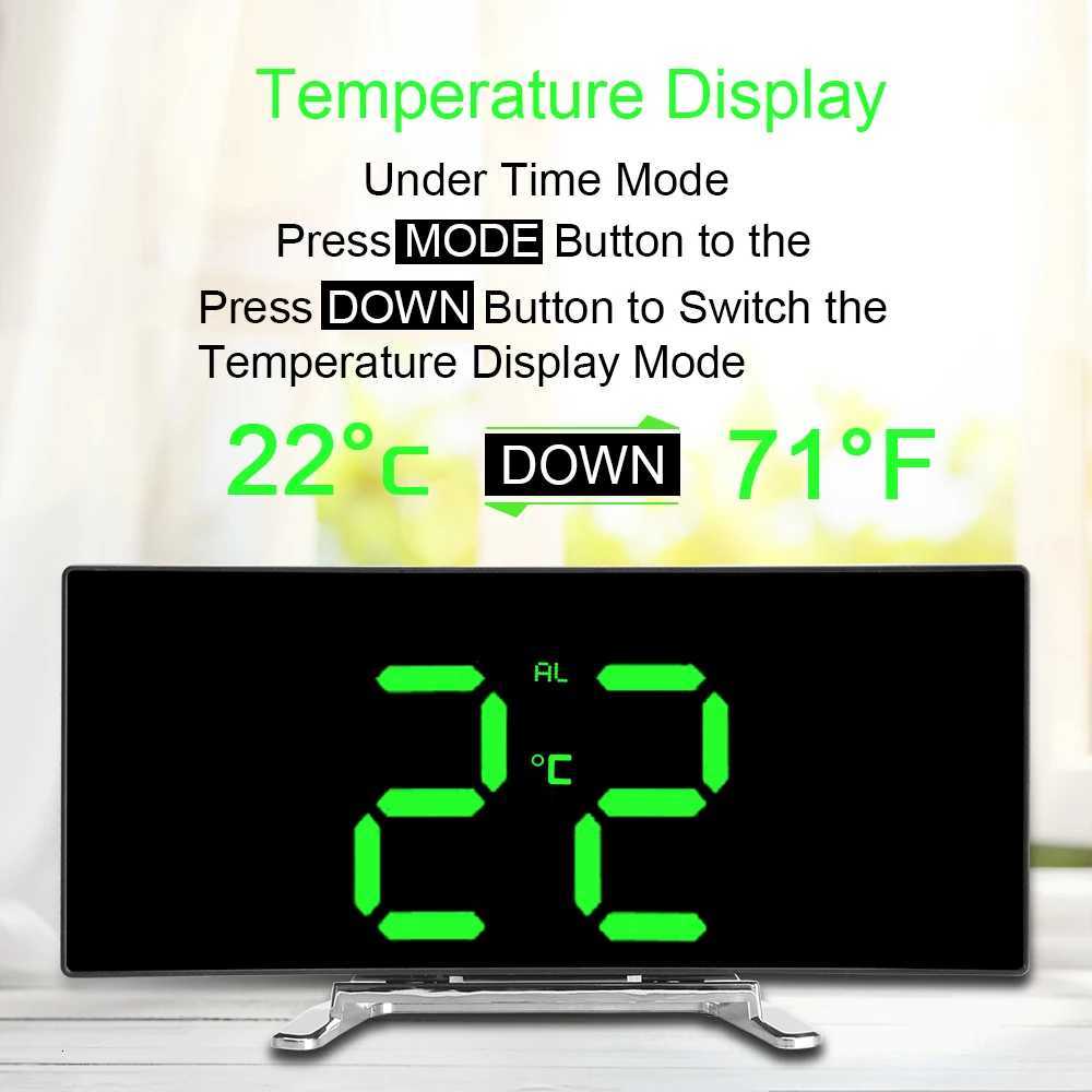 7 Inch LED Digital Alarm Clock Large Number Table Watches Curved Dimmable Desktop Mirror Clock For Kids Bedroom Home Decor M251205 - view 4