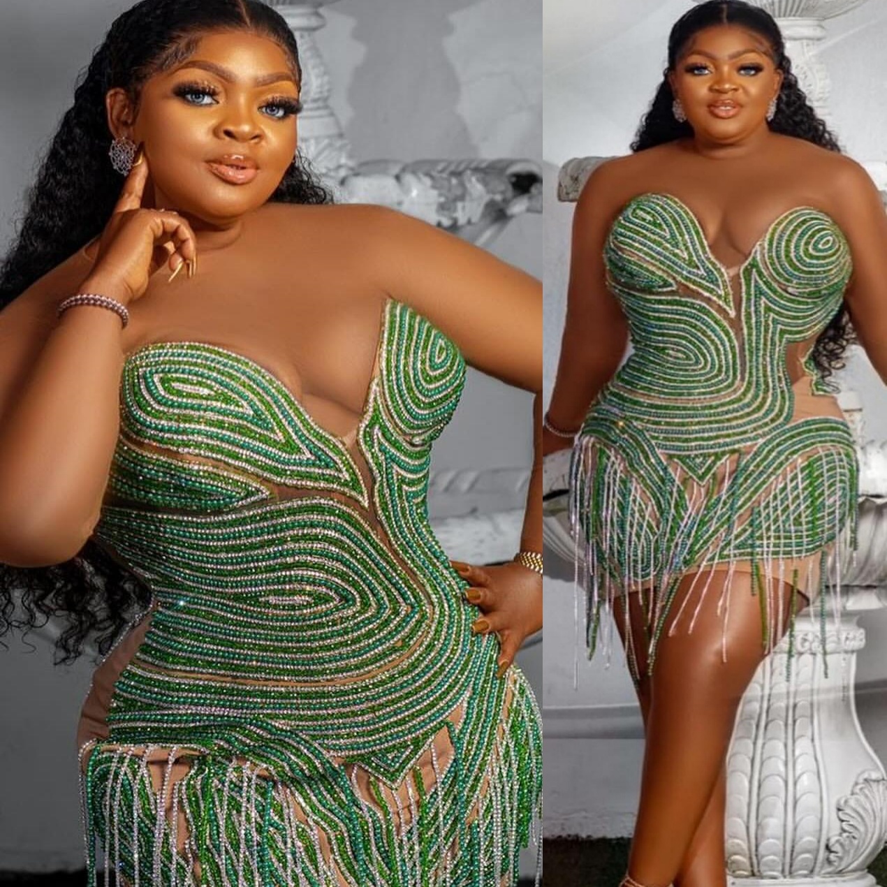 Green Sheath Cocktail Dress Illusion Sheer Neck Crystals Full Sleeves Short Mini Graduation Homecoming Dresses For Special Occasions Sweetheart Gowns 