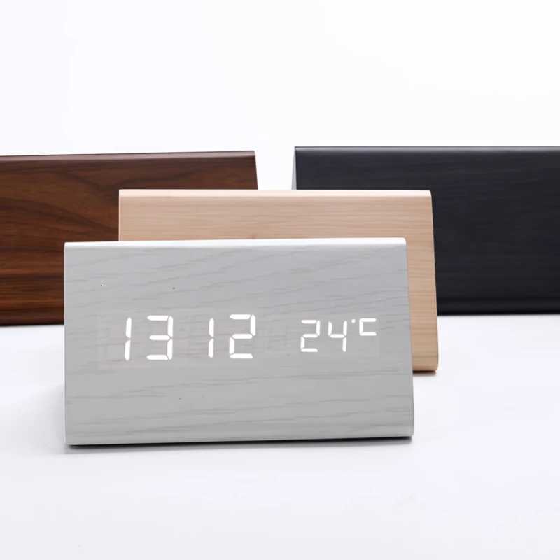 Simple LED alarm clock sound control night light silent USB charging temperature detection bedside table alarm clock M251205 - view 4