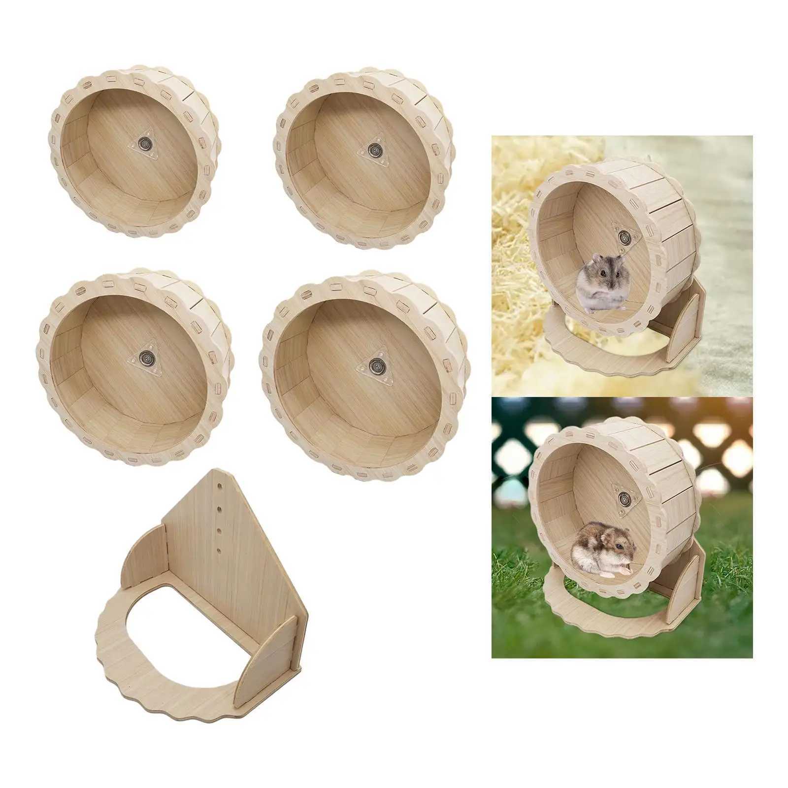 Hamster Wooden Running Wheel Toys Exercise Wheels for Gerbils Syrian Hamster Pet Hamster Running Wheels Stand Cage Accessories M251205