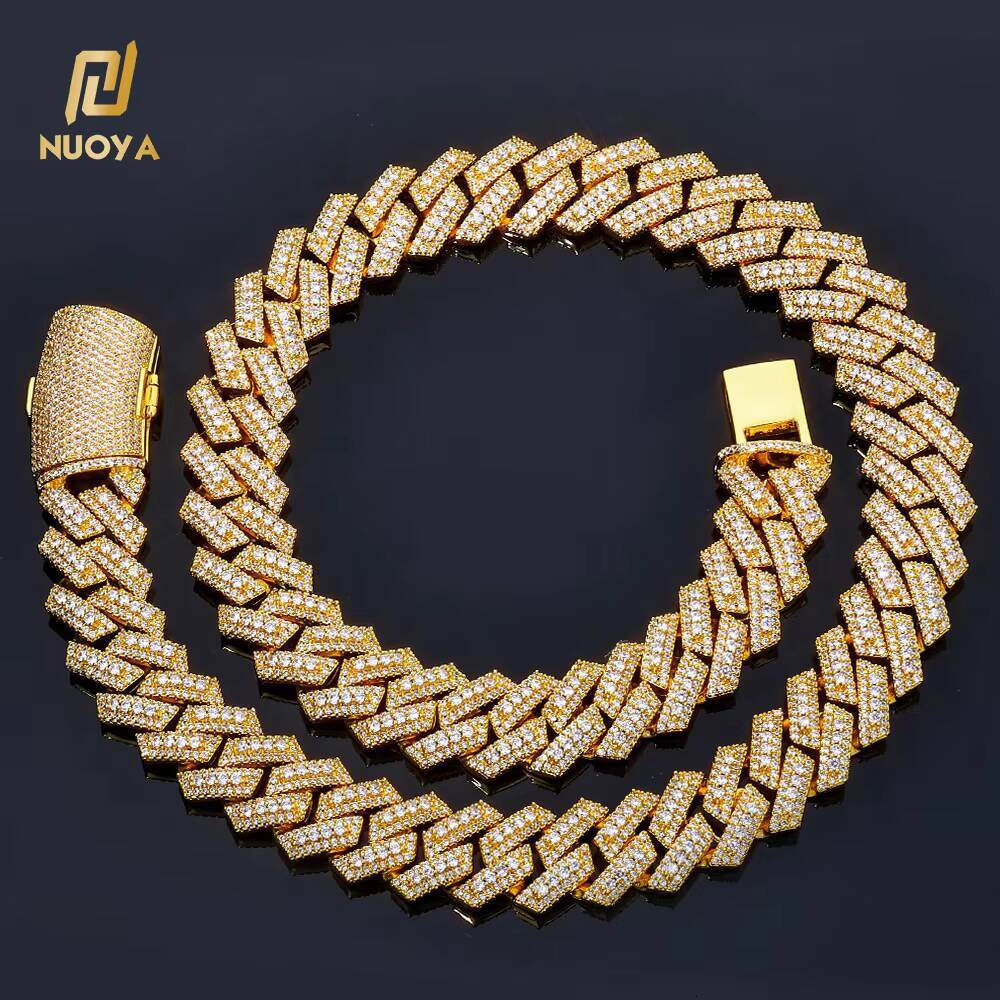 NUOYA 20MM Heavy Duty Miami Cuban Link Chain Necklace Silver Plated Iced Out Zircon Stones Luxury Hip Hop Jewelry