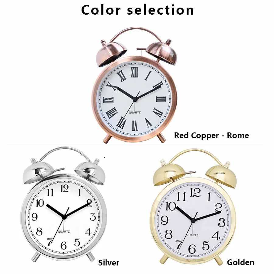 6-inch minimalist electroplated metal alarm clock desktop silent clock loud ringing table clock bedroom bedside decoration M251205 - view 7