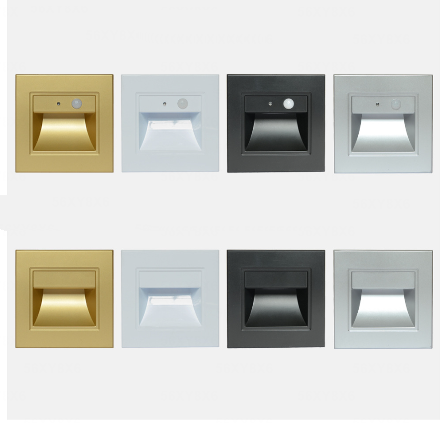 Recessed Led Wall Lamps PIR Motion Sensor Stair Case Light AC85-265V Step Lamp Corridor Lighting Indoor Wall Lights