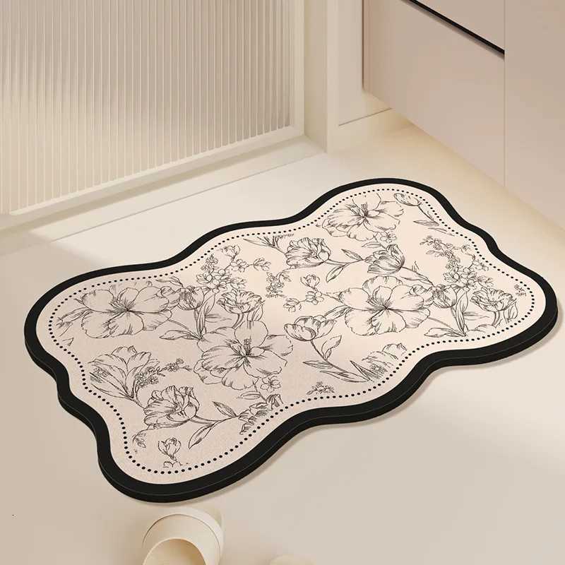 Diatom mud simple and luxurious European style floor mat for bathroom and toilet strong water absorption and anti slip foot mat H251205