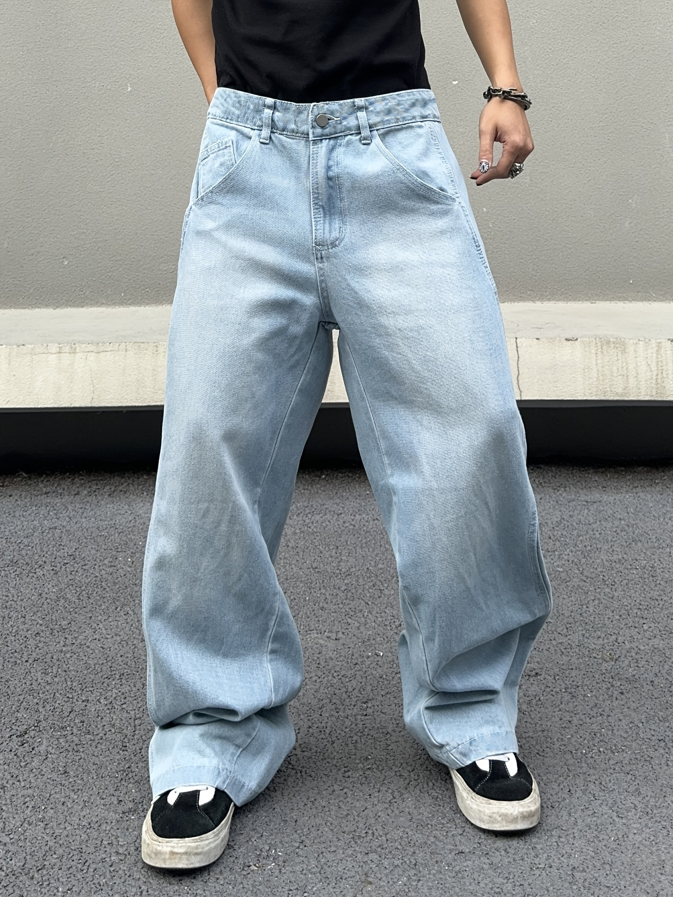 New cross-border men's loose wide-leg jeans and casual European and American slim-fit denim trousers---LT2404092502
