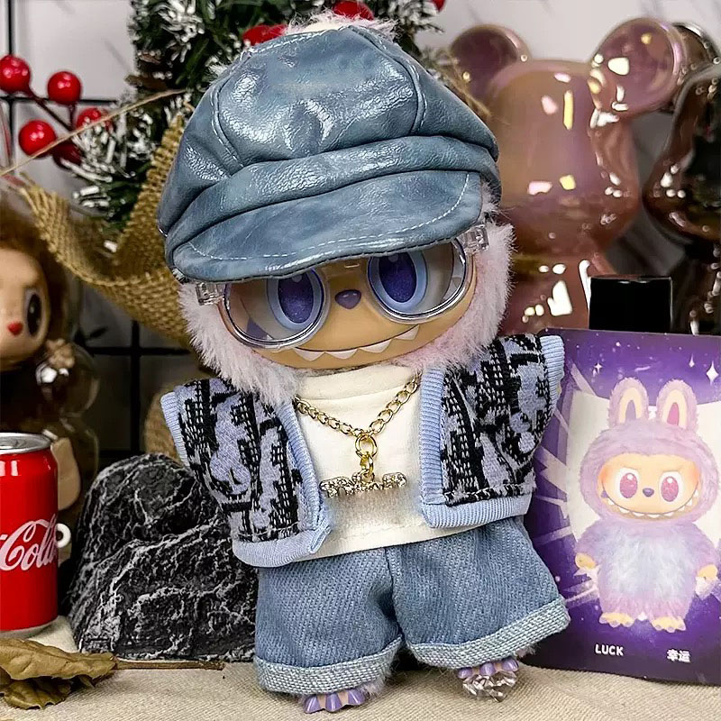 Designer Labubu Doll Outfit 17cm Only Clothes Advanced Design Customization Heartbeat Gorgeous Bags Dresses Accessories labubu doll clothes