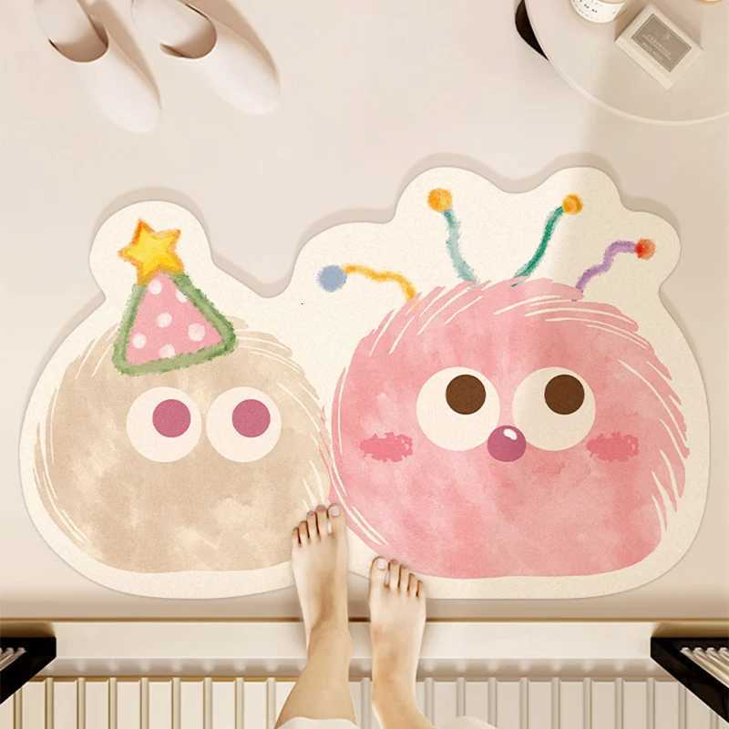 Diatom mud Japanese cartoon bathroom absorbent floor mat household bathroom door non-slip foot mat toilet quick-drying carpet H251205