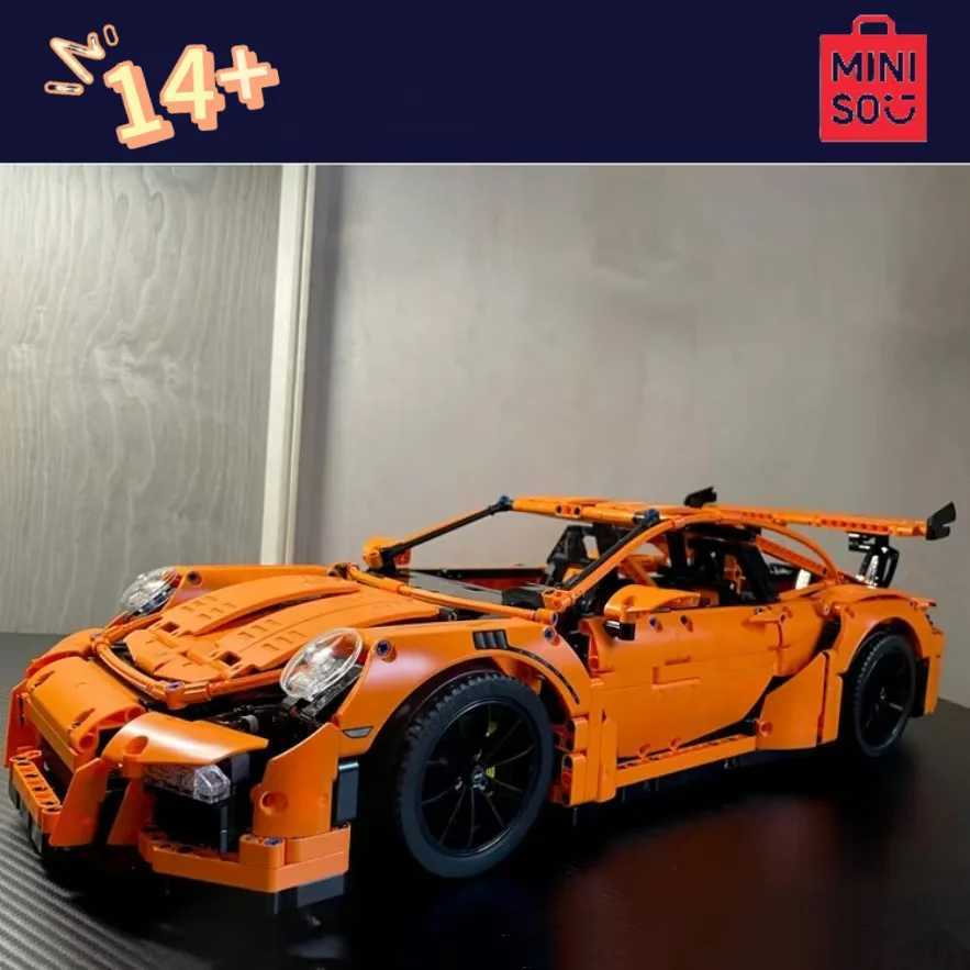 2704pcs MINISO Technicial Orange GT3 RS RaceCar 42056 Supercar Building Block Model Adult Famous Car Kit Birthday Gifts J251205
