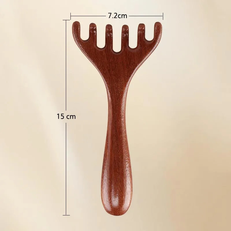 Wooden Meridian Massage Comb Anti-static 6-Claw Head Massager BGua Sha Tool Head Massage Brush AMS05 251204