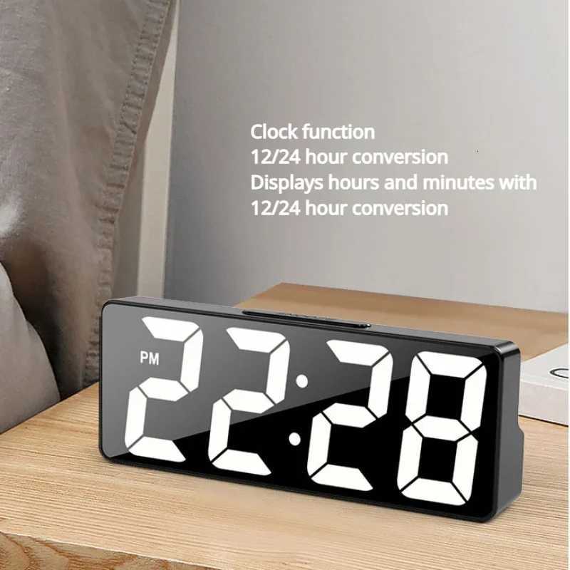Digital Alarm ClockMirror Surface LED Electronic ClockAdjustable Brightness Snooze Model 12/24H DisplayAlarm Clock for Home M251205 - view 7