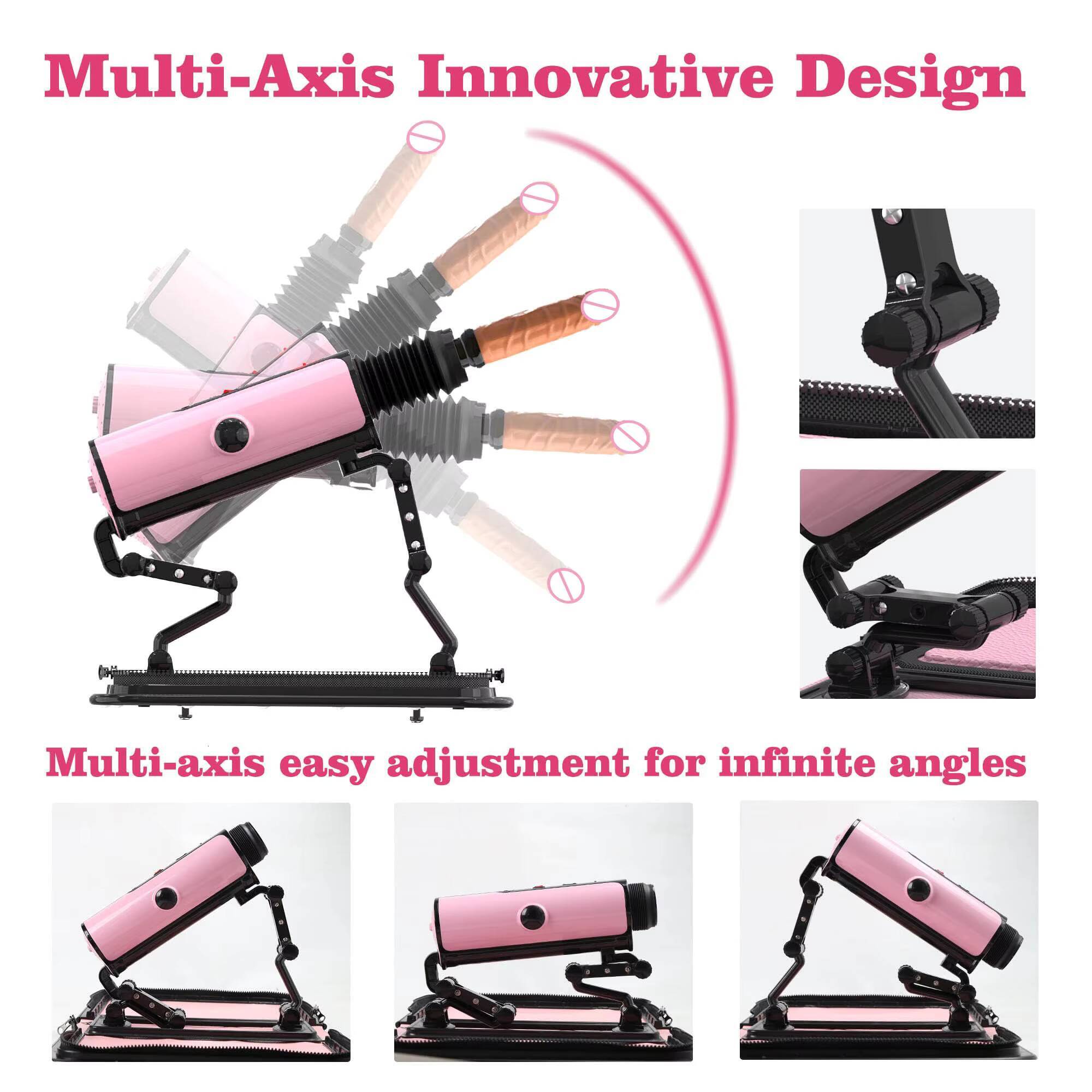 Upgraded Portable Automatic Dildo Machine Multi-Angle Multi-Speed Adjustable Thrusting Sex Machine with Heating Dildo for Women