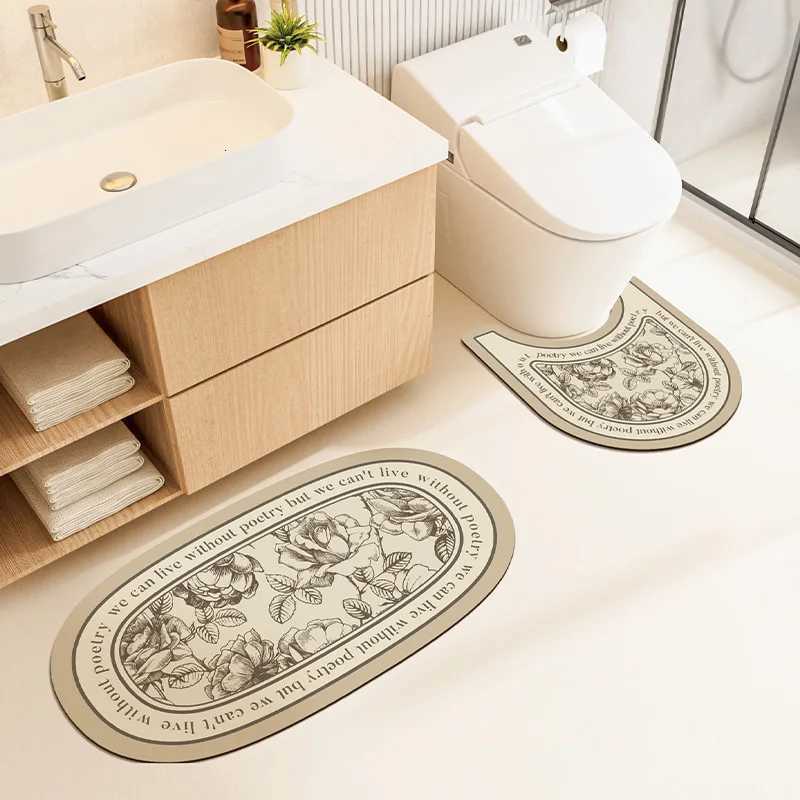 VIKAMA 3PCS Bathroom Water Absorbing Soft Pvc Floor Mat U-Shaped Toilet Seat Pad Anti-Slip Wash Basin Carpet Home Decoration H251205
