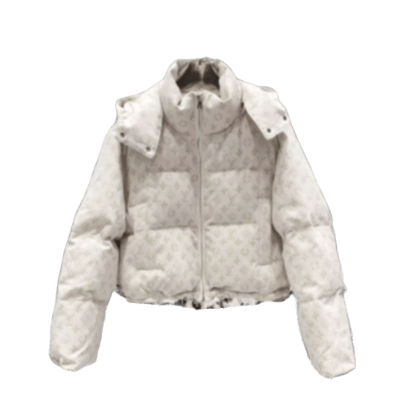 26SS new product designer winter new fashion trend classic retro casual jacquard letter hooded collar hat detachable top short down jacket women's coat s-L