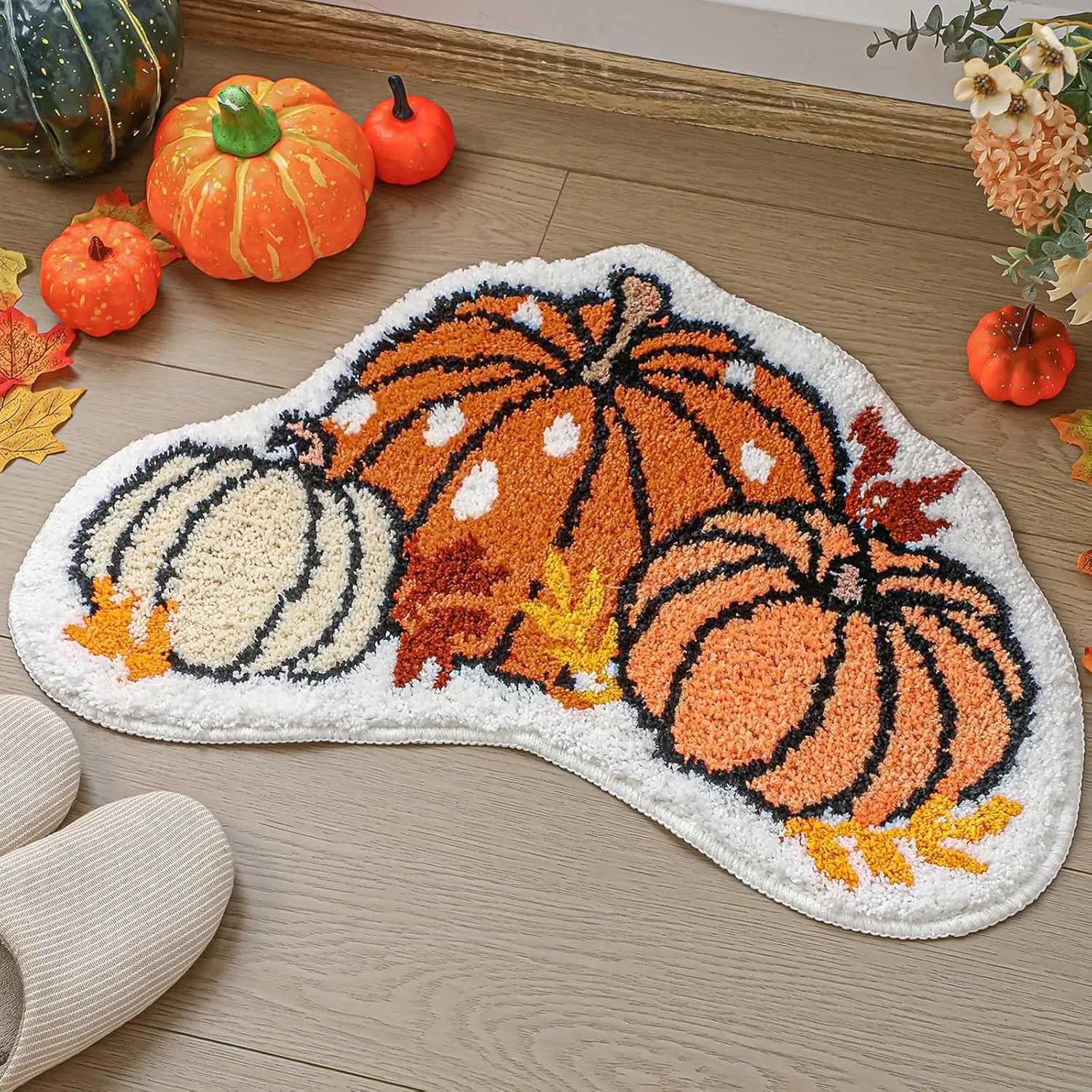 VIKAMA Fall Pumpkin Bathroom Floor Mats Washable Soft Living Room Bedroom Kitchen Rugs Thanksgiving Home Decoration H251205
