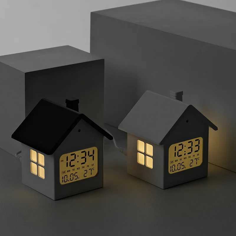 Digital Alarm Clock LCD Display House Shaped Headboard Clock Quiet Nightlight Clock Accurate Timing For Family Children Bedroom M251205 - view 7