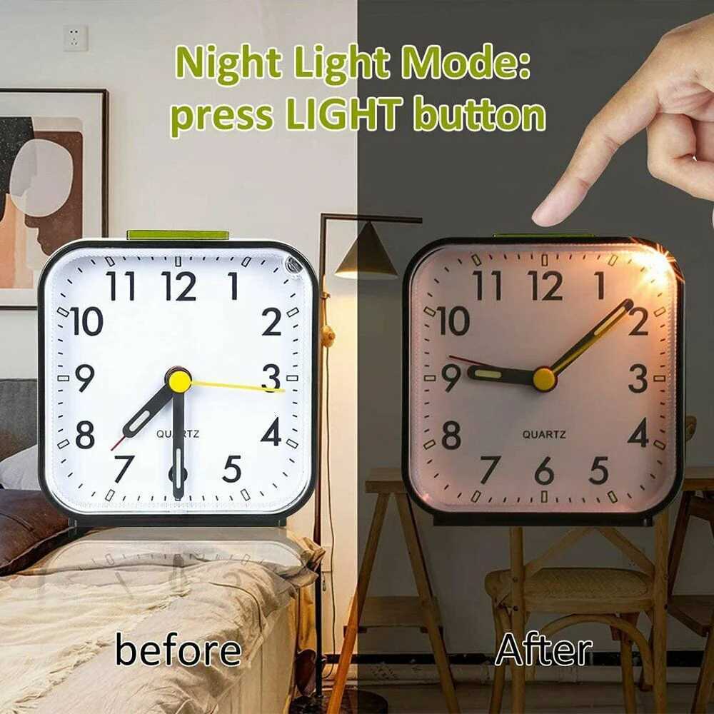 Non-ticking Analog Quartz Clock with Light Small Desk Silent Luminous Alarm Clocks Snooze for Heavy Sleepers Office Bedroom M251205 - view 4