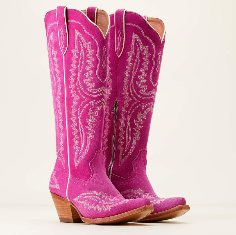 Free shipping designer new fashionable pointed toe thick heel high tube western women's denim boots in large sizes and multiple colors