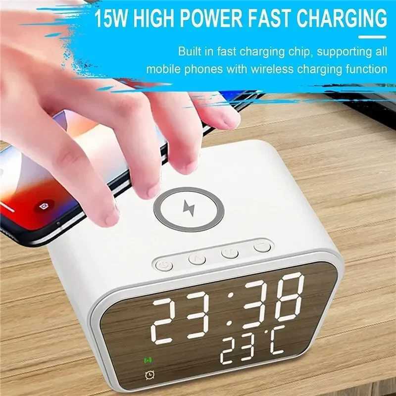 Wireless Charger Pad LED Digital Alarm Clock Desktop Temperature Phone Chargers Stand 15W Fast Wireless Charging Dock Station M251205 - view 3
