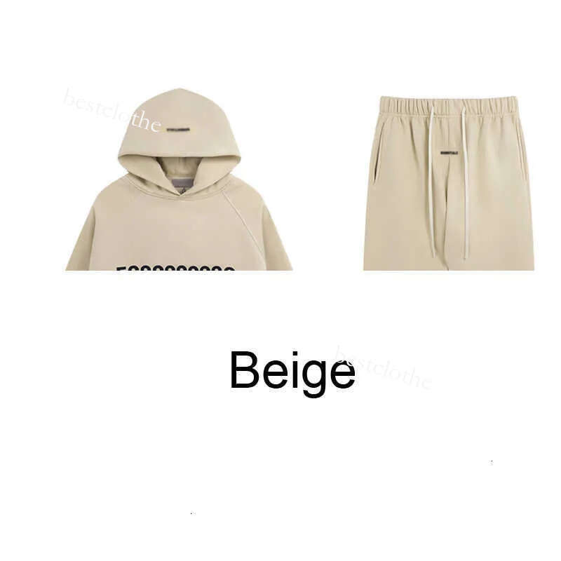 Essentials Hoodie Designer Shirt Men Simple 3D Silicon Letter Print 2 Pieces Tracksuit Winter Warm Pants Clothing Fashion Hip Hop 1977 Streetwear Fog Set 06A