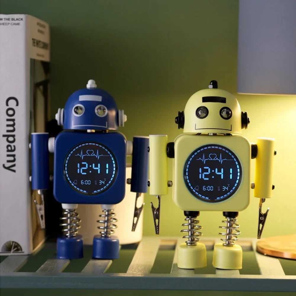 Mute Robot Alarm Clock Metal Creative Luminous Digital Display Design Student Children Bedroom Desk Decoration Multi-Color M251205 - view 3