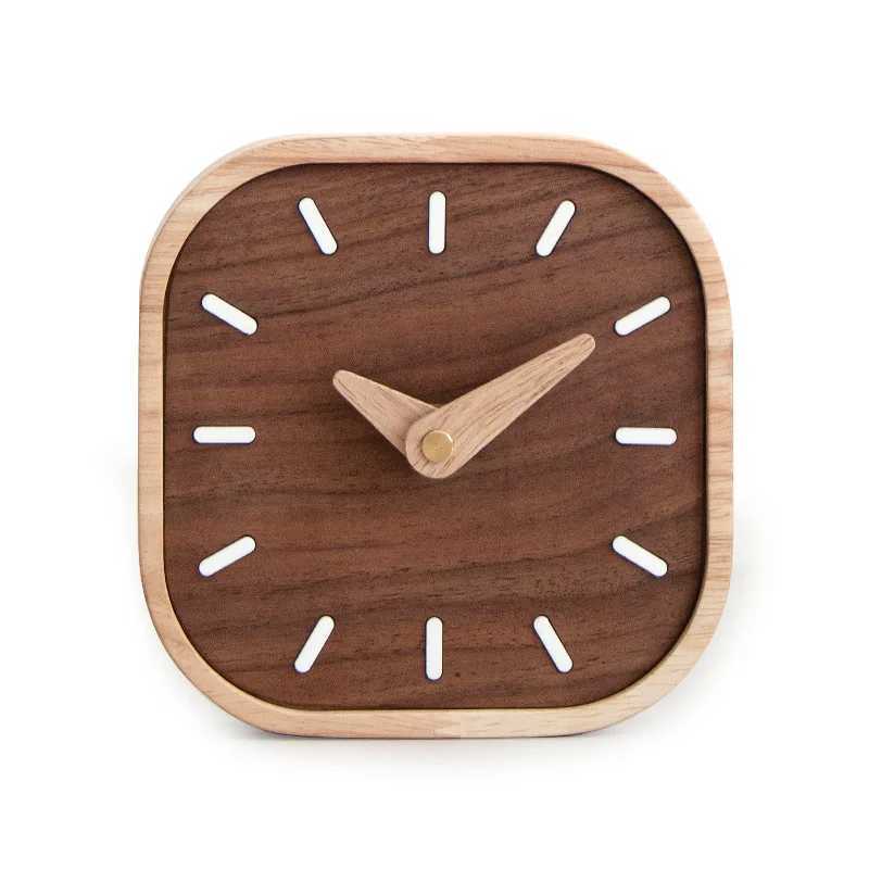 Handmade Black Walnut Solid Wood Clock Desktop Silent Table Clock Headrest Mini Watch Nordic Home Creative Decoration M251205 - view 6