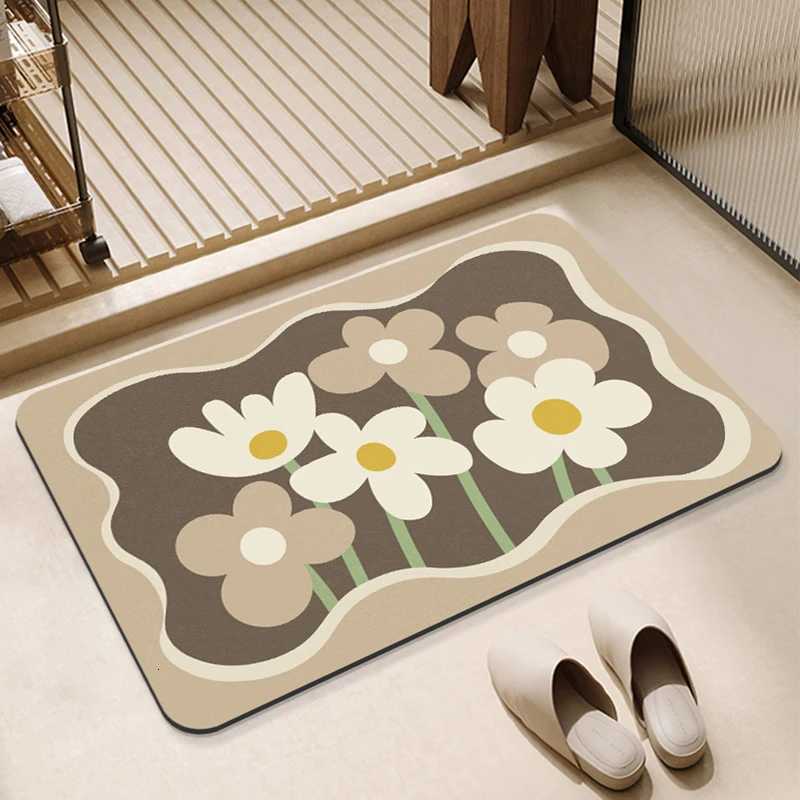 Simple modern light luxury diatom mud floor mat bathroom toilet door water absorption non-slip foot mat entry door mat H251205