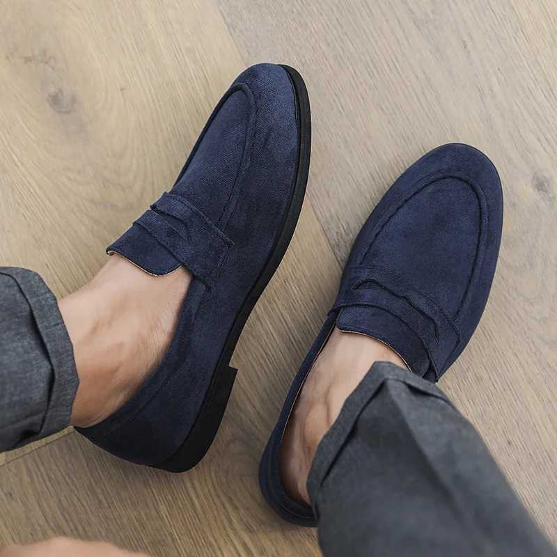 New Fashion Blue Mens Loafers Shoes Big Size 46 Suede Leather Shoes Men Slp-on Casual Shoes for Men Footwear mocassins hommes W251205 - view 3
